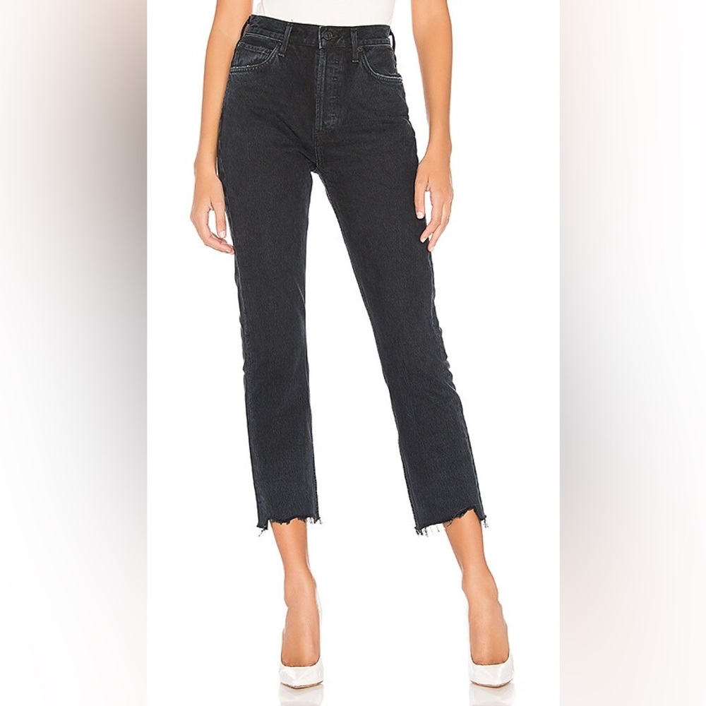 Agolde Riley High Rise Straight Crop Jean in Parish